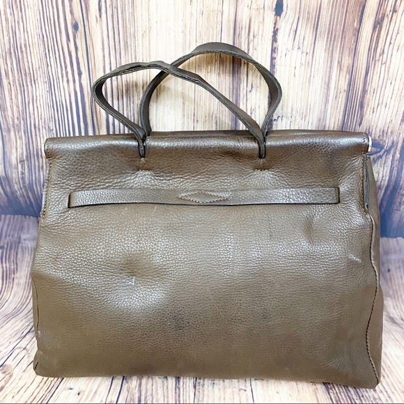 Eliza Conde Leather Structured Hand Bag Brown - Picture 2 of 8